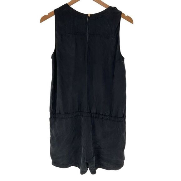 Amanda Uprichard 100% Silk Sleeveless Romper Black Tie Waist Women Medium - Picture 4 of 5